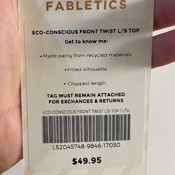 Fabletics twist front cropped top eco conscious fitted Large NWT $49.95 - Picture 9 of 11